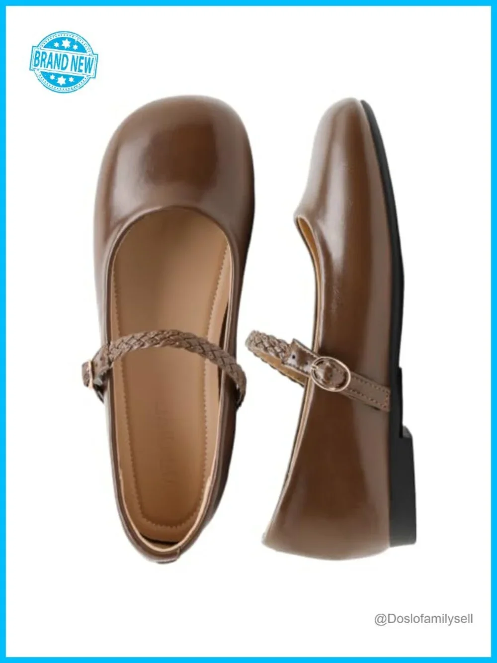Mary Jane Flats Women Dress Ballet Shoes PU Adjustable Strap Work Casual